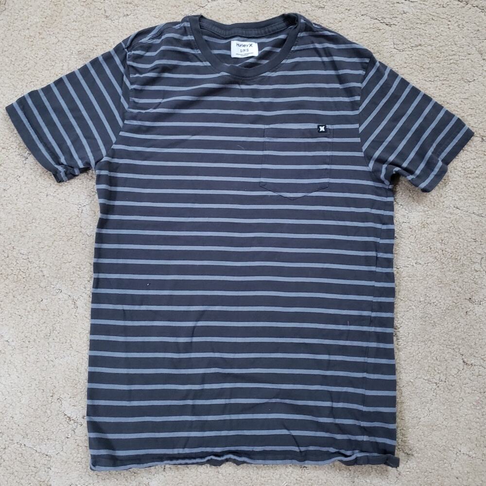 Y2K Hurley Women's Small Stripe Shirt Surf Skate Pocket Tee‎